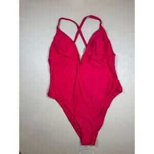 NWT Cupshe One Piece Bathing Suit Red with Crisscross Back Size Large
